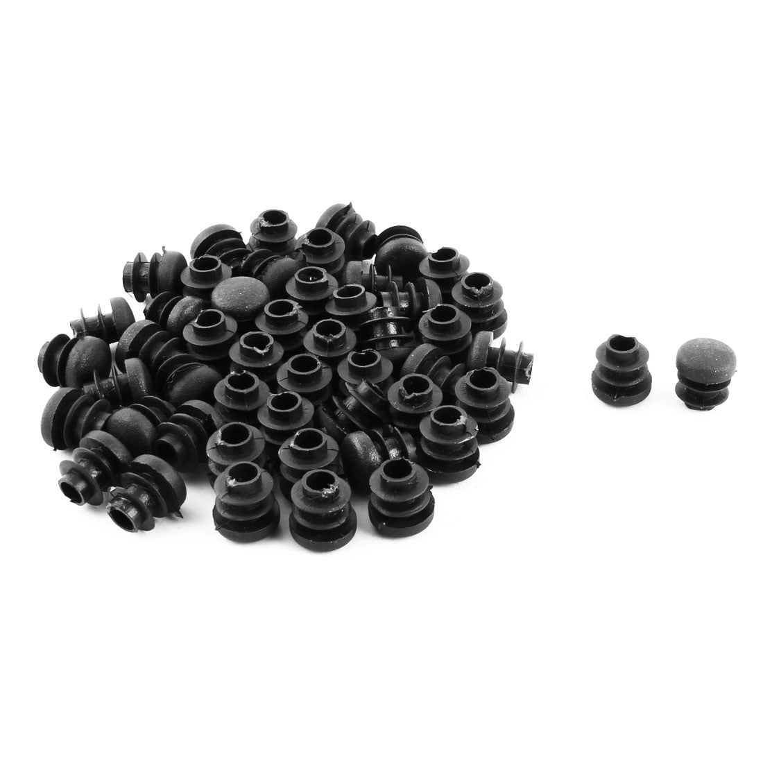 Unique Bargains 50 Pcs Antislip Plastic Round 14mm Dia Chair Foot Cover Table Furniture Leg Protector Black