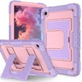 thumbnail image 3 of ELEHOLD 3-Layer Rugged Case For Samsung Galaxy Tab A9+ Heavy Duty Shockproof Cover, Drop Protection Kickstand  Shock-Absorbent Protective Case Cover with Shoulder Strap, Purple+Rosegold, 3 of 9