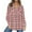 D-Pink, variant on UVN Plaid Shirt for Women Oversized Flannel Long Sleeve Shirts Casual Button Down Blouse Tops with Pockets