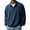 Navy, variant on GrmtClth Shirts for Men Long Sleeve Lapel Button Collar Textured Polo Pullover Fall Winter Loose Casual Daily Streetwear Top Gray M