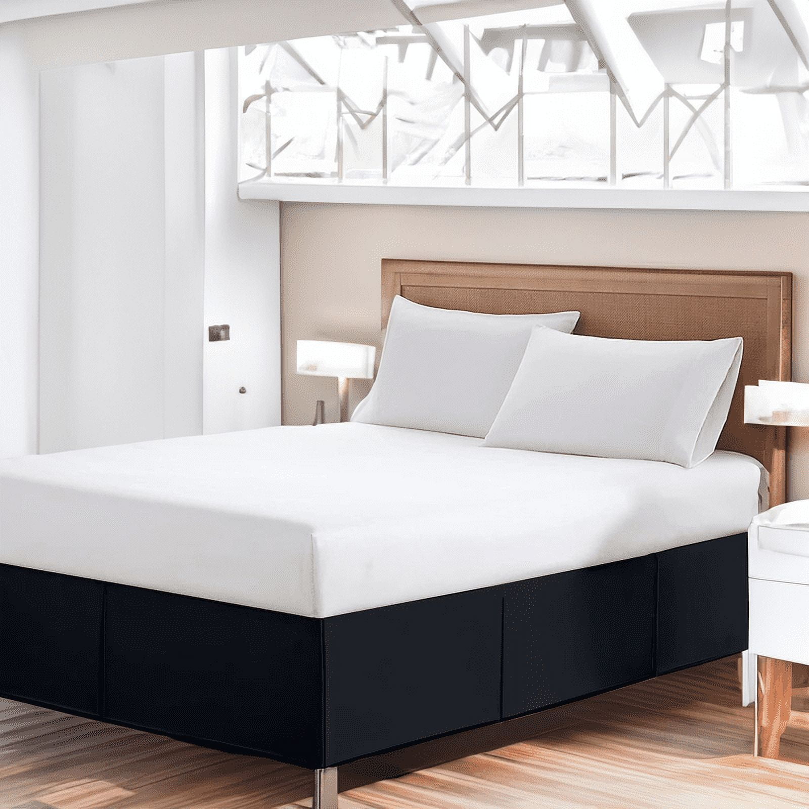 EASYCOT 800 Thread Count 100% Egyptian Cotton Hotel Quality Luxurious Box Pleated Bed Skirt Easy Fit with&nbsp;18" Drop Length ( Black , California King )