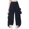 thumbnail image 4 of oqasdz Girls Pants Comfortable Stretchy Elastic Waist Casual Outdoor Durable Pocket Jogger Kids Cargo Pants Size 6 Y-7 Y, 4 of 4
