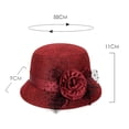 thumbnail image 3 of Church Hats for Women Wide Brim Fedora Hat Vintage 1920s Style with Floral Decor for Wedding Party and Special Occasions Wine One Size, 3 of 3