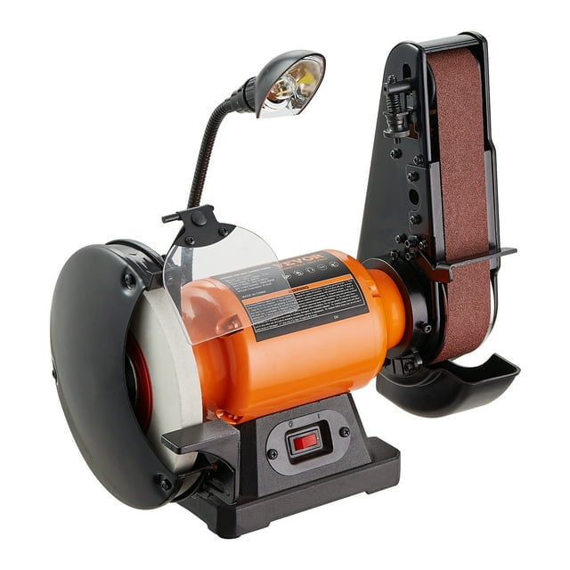 Combo de lijadora de lijadora de banda VEVOR, amoladora de banco de 8 y lijadora de banda de 2x28 con motor de inducción de 2.5A 3600RPM, lijadora de mesa y correa inclinable de 0-90°