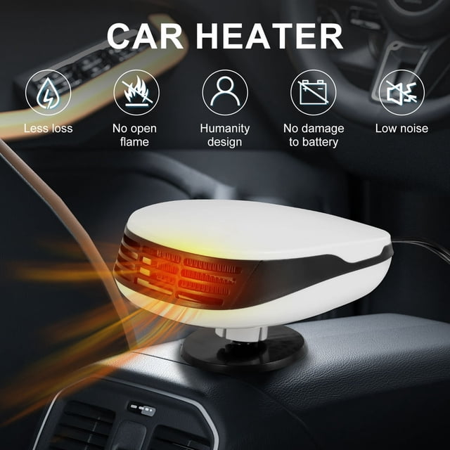 Portable Car Heater 12V Car Fan Heater Defroster 360° Rotatable Auto Car Heating Fan Windshield Defogger with Cigarette Light