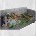 thumbnail image 6 of Zoo Soft Flannel Fleece Throw Blanket, Dinosaurs Living in Park Cartoon Prehistoric Wildlife Forest Trees Door Illustration, Cozy Plush for Indoor and Outdoor Use, 50" x 70", Multicolor, by Ambesonne, 6 of 6