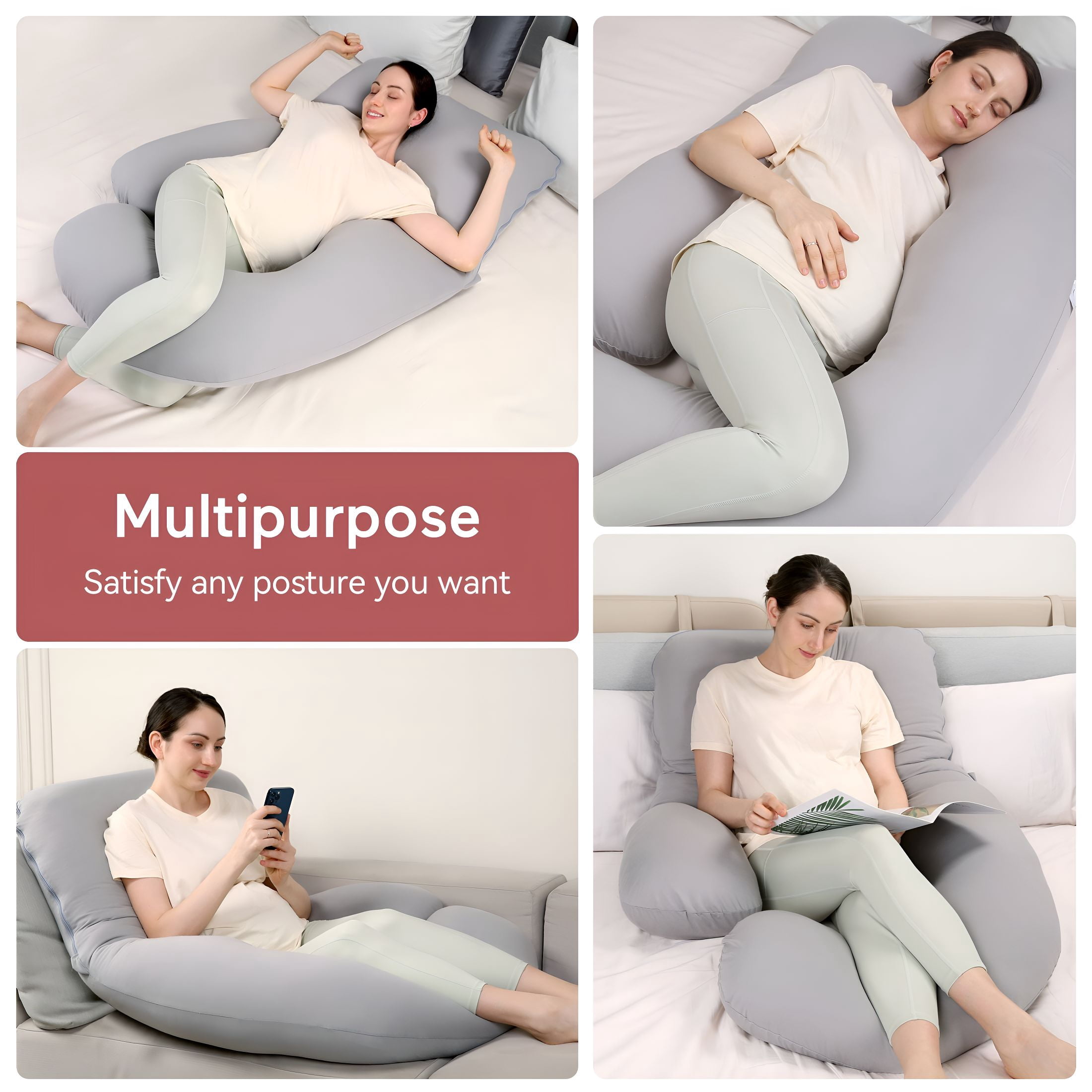 XIBUFE 2026 New Pregnancy Pillow with Soft Cover,Body Pillow for Pregnant Women,Maternity Pillow for Pregnant Women for Bed,Sofa,Nursery,Travel