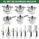 thumbnail image 2 of Batería de Cocina de Acero Inoxidable de 20 Piezas, Juego de Ollas y Sartenes Antiadherentes con Juego de Cuchillos para Estufas de Inducción, Eléctricas y Gas, 2 of 9