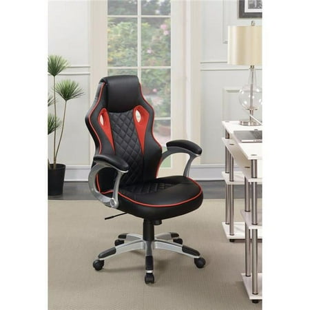 UPC: 0192551054295 | Benzara BM159163 Fancy Design Ergonomic Gaming & Office Chair  Black & Red