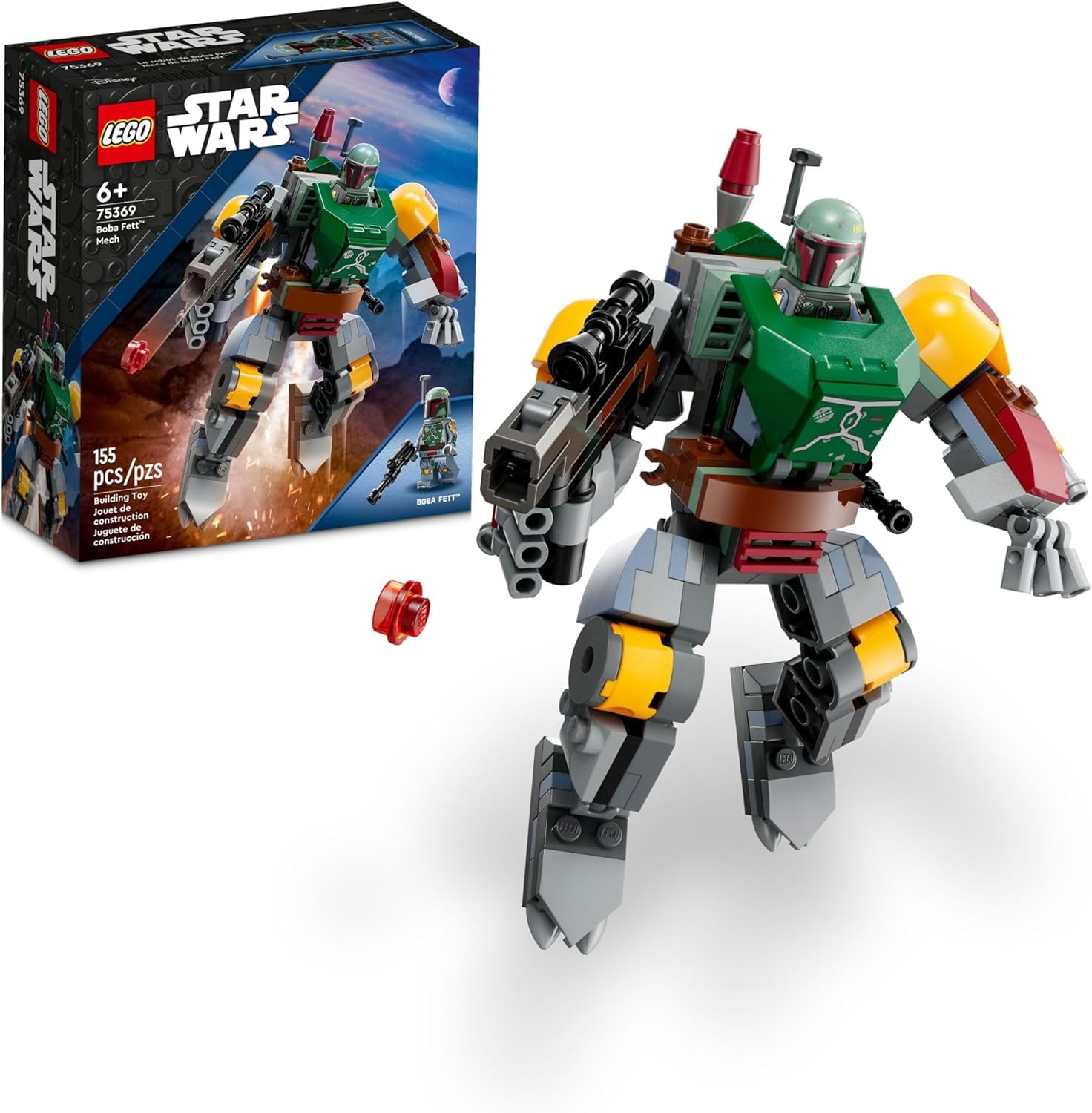 LEGO Star Wars Boba Fett Mech 75369 Buildable Star Wars Action Figure, this Posable Mech Inspired by the Iconic Star Wars Bounty Hunter Features a Buildable Shield, Stud Blaster and Jetpack
