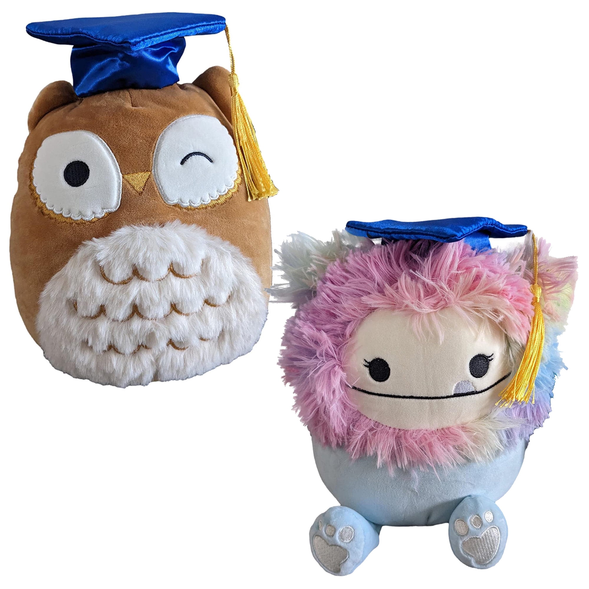 Squishmallows Graduation Class 8" Arella the Owl and Zozo Bigfoot Yeti