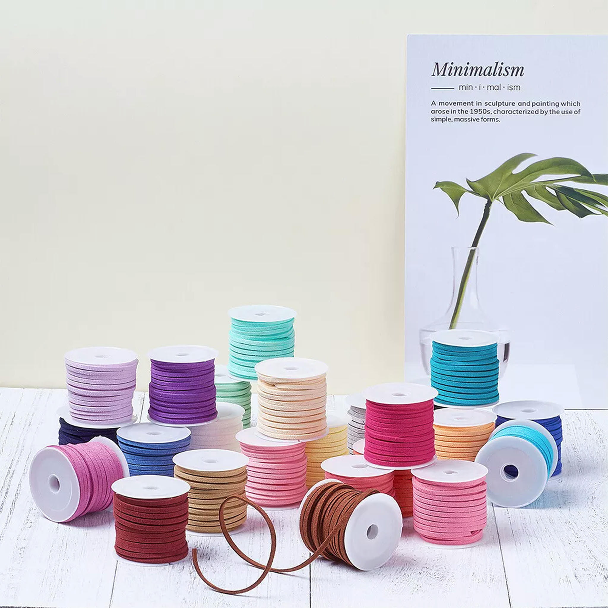 U8MO 25 Roll Faux Suede Lace Cord Beading jewelry Thread For Bracelet Making 3x1.5mm