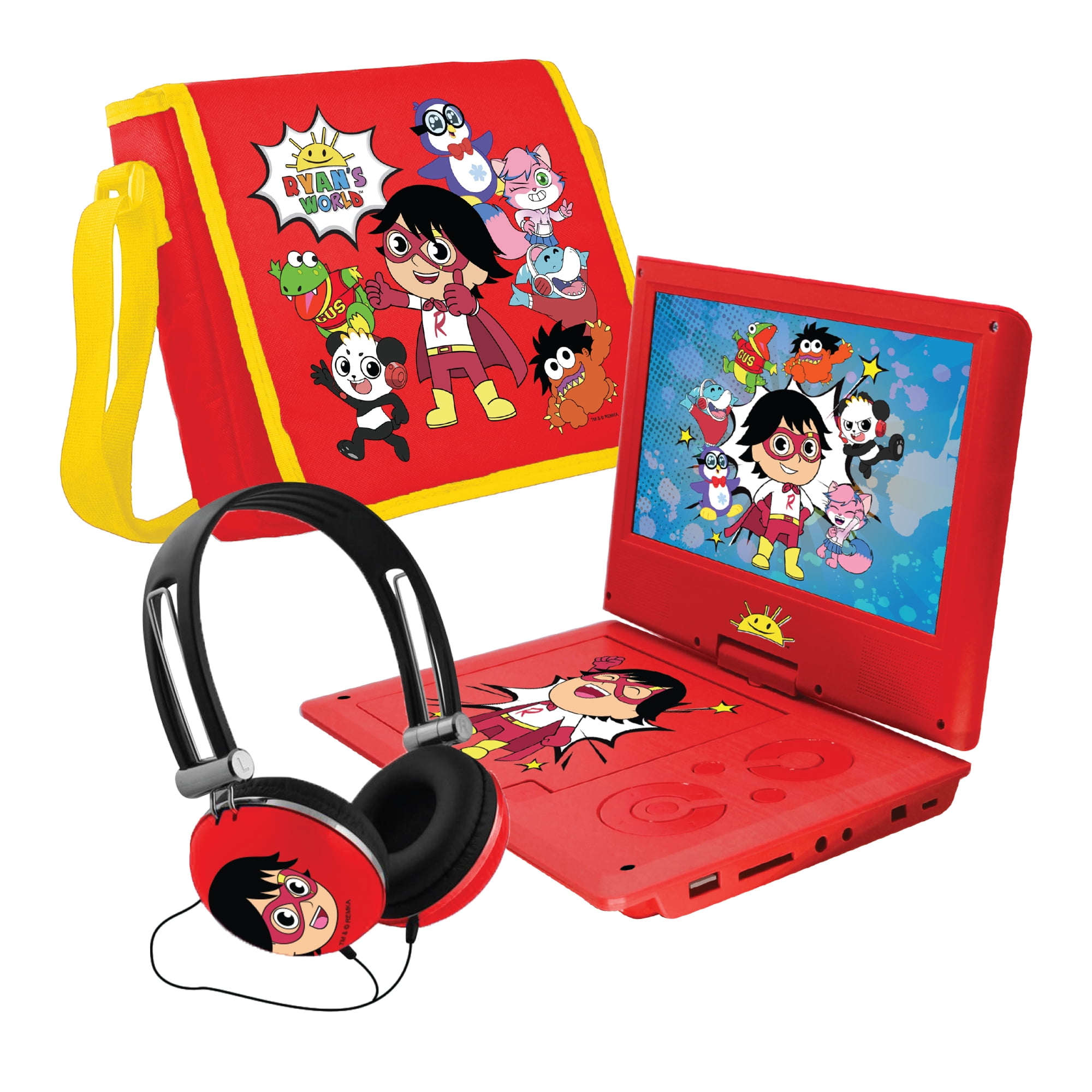 Ryan's World 9" Portable DVD Player with Matching Headphones and Case + Free Ryan and Friends DVD - Walmart.com