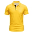 thumbnail image 2 of Polo Shirts for Men Cotton Pique Short Sleeve Golf Shirts with Pocket Classic Casual Moisture Wicking Polos Yellow 5XL, 2 of 5