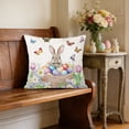 thumbnail image 3 of Easter Bunny Carrots Throw Pillow Covers 18X18 Inches Spring Colorful Floral Green Leaves Pillowcase Soft Cotton Linen Square Spring Cushion Covers for Home Sofa Bedroom, 3 of 6