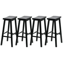PJ Wood Classic Saddle-Seat 29" Kitchen Counter Stools, Black (4 Pack)