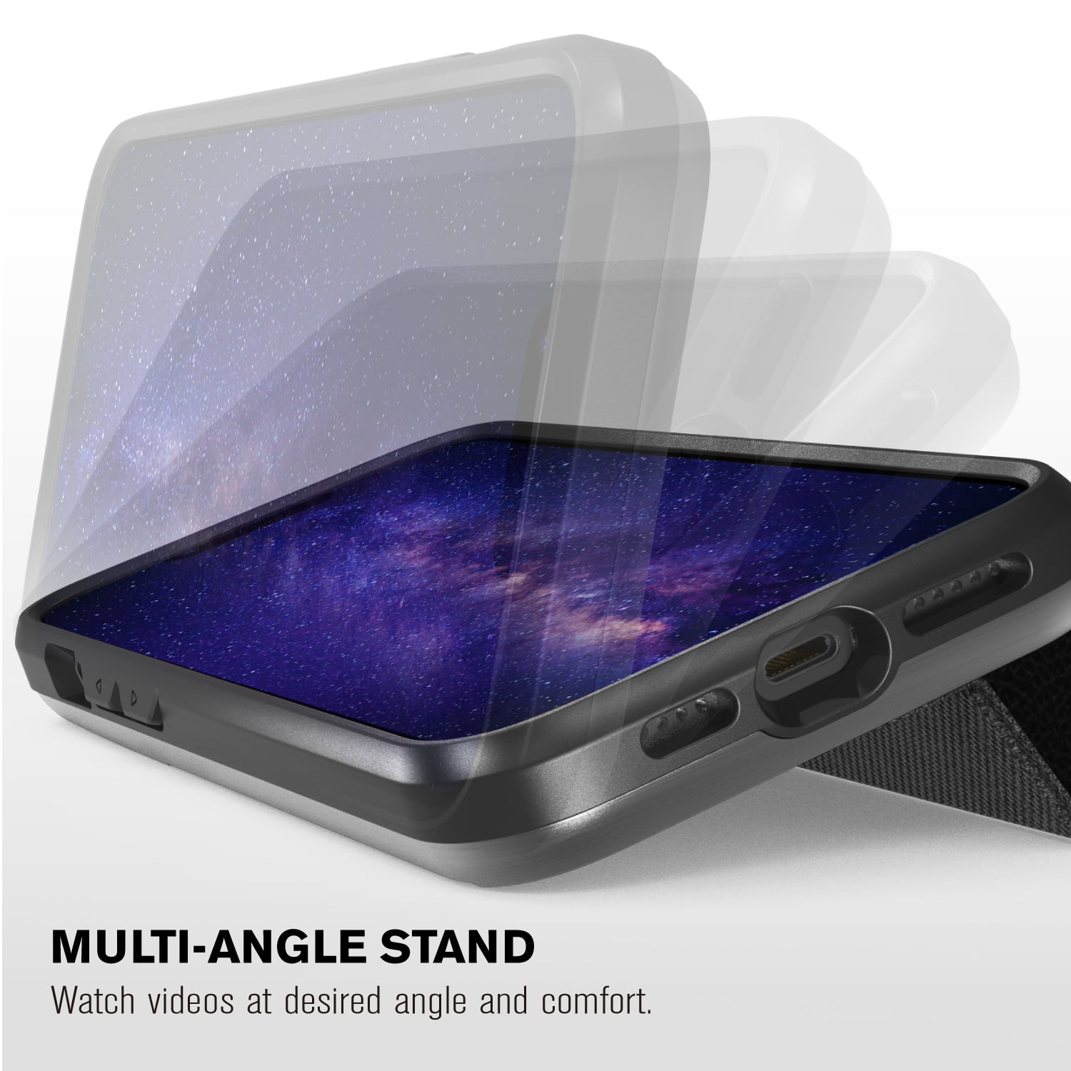Vena vCommute Wallet Case Compatible with Apple iPhone 14 Pro Max (6.7"-inch), (Military Grade Drop Protection) Flip Leather Cover Card Slot Holder with Kickstand - Space Gray / Slate Black / Black