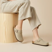 Cushionaire Hana Womens Clogs | Comfortable Vegan Suede Clogs for Women | Slip On Potato Shoes with Cork Footbed & Arch Support | Memory Foam, Wide Widths Available