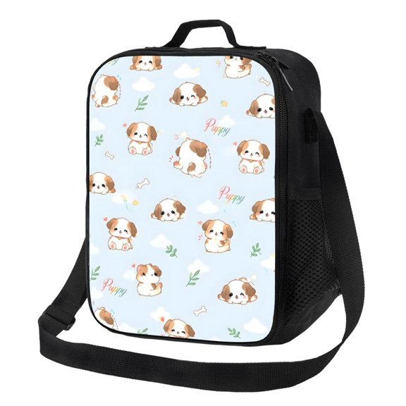 Cute Puppy Dog Lunch Bag Insulated Thermal Lunch Box with Shoulder Strap & Handle for Women and Men