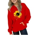 thumbnail image 2 of Thetops Big Girls 11T Red Sunflower Hoodie - Shattered Petal Design, Lightweight, Machine Washable, Durable for Active Play & School, 2 of 4