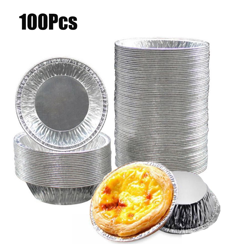 100Pcs Disposable Aluminum Foil Pie/Tart Pan, 3 Inch Foil Tins for Baking Personal Mini Pies
