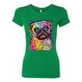 thumbnail image 3 of Funny Neon Pug | Dean Russo Art Animal Lover Womens Slim Fit Junior Tee, Kelly, Small, 3 of 6