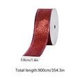 thumbnail image 3 of Christmas Wired Ribbon Roll, 354 Inch Holiday Ribbon for Gift Wrapping and Wreaths, Polyester with Metallic Edge, 1.5 Inch Wide - Red, 3 of 6