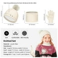 thumbnail image 3 of Vbiger 3Pcs Winter Set, Unisex Kids Warm Knit Hat Scarf & Glove Set, Beanie Cap Circle Scarf and Gloves with Knitted Textile for Children Boys Girls, Beige, 3 of 8