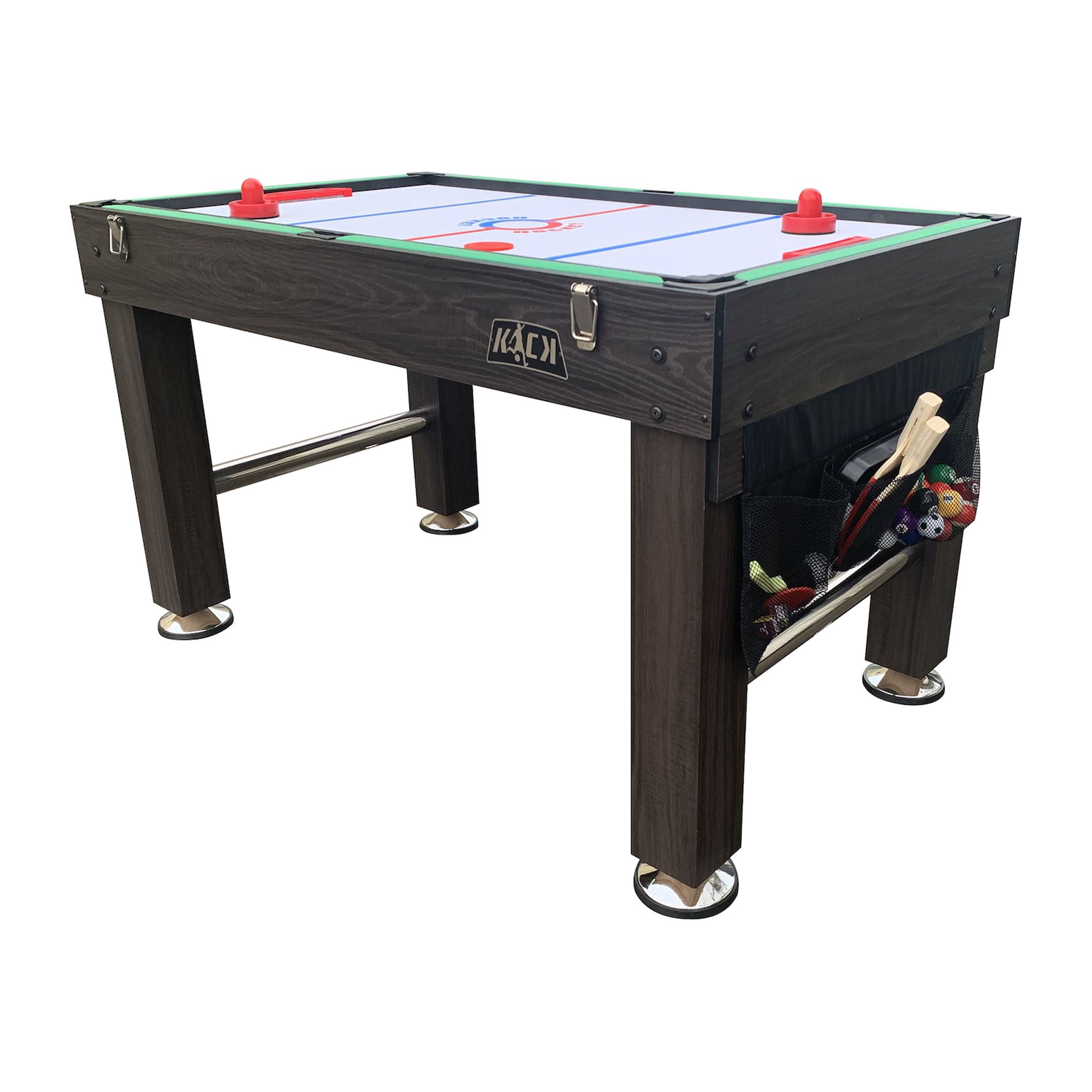 KICK Morpheus 55″ 5 in 1 Multi-Game Table&nbsp;(Brown) - Combo Game Table Set - Foosball, Billiards/Pool, Glide Hockey, Table Tennis, and Basketball for Home, Game Room, Friends and Family!