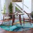 thumbnail image 5 of 6ft Washable Round Rug, Modern Water Ripple Non-Slip Circle Area Rug for Living Room Bedroom, Green Gold Marble Texture Indoor Floor Mat for Home Decor, 5 of 9