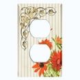 thumbnail image 2 of Metal Light Switch Plate Outlet Cover Orange Sunflower Striped Damask Tan FLW072, 2 of 13