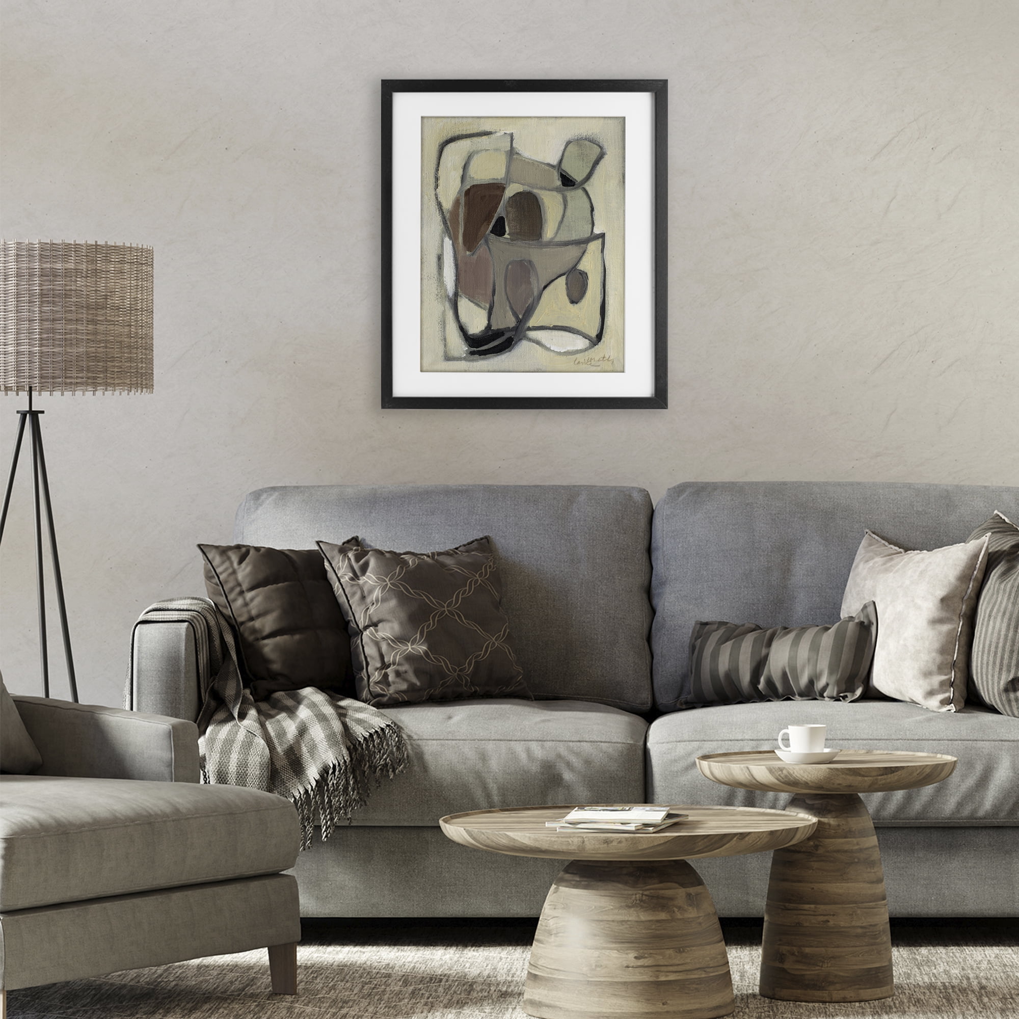 Stupell Industries Rustic Curved Shapes Abstract Black Framed Print Under Glass, design by Lanie Loreth