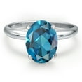 thumbnail image 3 of Gem Stone King 14K White Gold London Blue Topaz Engagement Ring for Women | 3.00 Cttw | Oval 10X8MM | Gemstone November Birthstone | Size 6, 3 of 6
