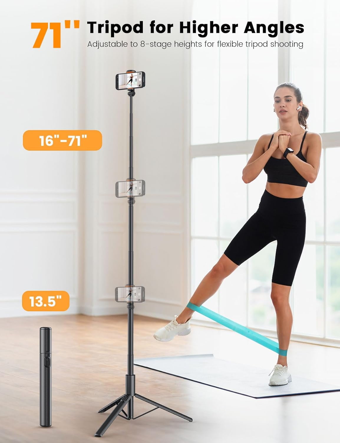 71" Phone Tripod, NT79 Extendable Selfie Stick with 1/4" Camera Mount for Cell Phone＆Camera, Phone Tripod Stand Holder with Remote Compatible with iPhone Android, Camera