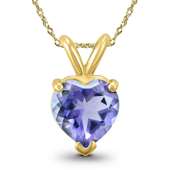 SZUL Women's 14K Yellow Gold 4MM Heart Tanzanite Pendant
