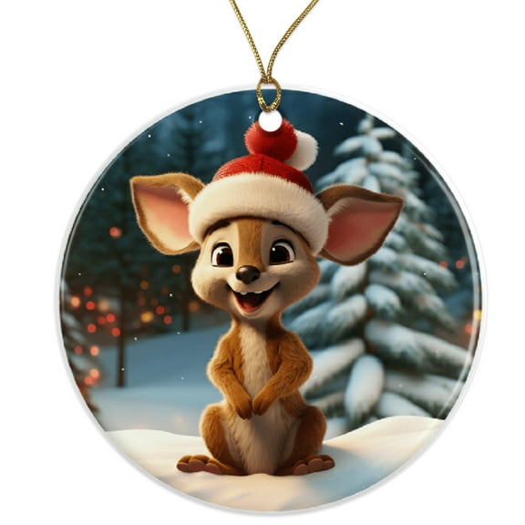 Cute Mouse Ornament - Holiday Decoration - Christmas Animal Ornament - Winter Decor - Festive Whimsical Gift Ceramic Ornament - 3 Inch Christmas Tree Round Ornament - Xmas Holiday Decor ORNW0221