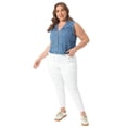 thumbnail image 3 of DARING DIVA Women's Plus Size V Neck Button Down Casual Denim Vest 3X Light Blue, 3 of 6
