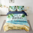 thumbnail image 2 of Erosebridal Ocean Beach Bedding Sets King Size,Tropical Leaves Bed in a Bag King size,Sea Decor,Reversible,Ultra Soft,7 Pieces, 2 of 5