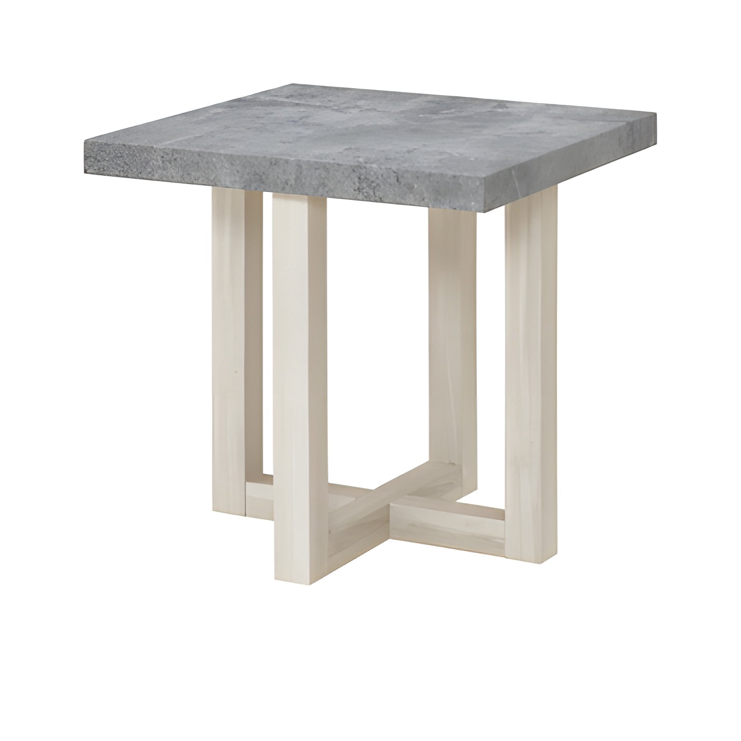 End Table, Faux Concrete White