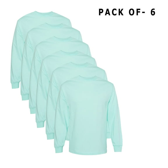 American Apparel Heavyweight Long Sleeve T-Shirt for Men | Crew Neck Classic Shirt | 6oz 100% Cotton | Pack of 6, Size S