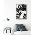 thumbnail image 2 of PixonSign Framed Canvas Print Wall Art Monstera Leaf Trio Botanical Wilderness Photography Realism Minimalist Relax/Calm Duotone Black and White for Living Room, Bedroom, Office - 24"x36" White, 2 of 5