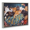thumbnail image 2 of Stupell Industries Traditional Sleepy Kitty Crowd with Flowers Gray Floating Frame Canvas Art, 31 x 25, by Sara Culpepper, 2 of 8