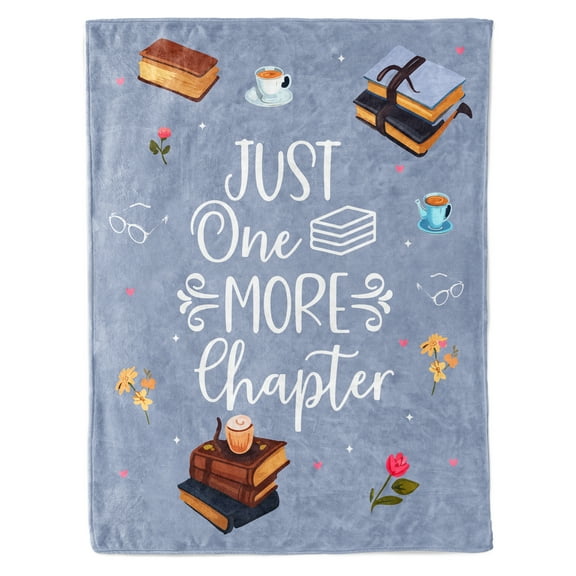 HiiKaa Book Lovers Gifts,Teacher Gifts for Women Men,Book Lover Throw Blanket,Book Club Gifts,Just One More Chapter Librarian Gifts for Teacher 60x50