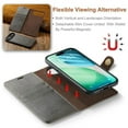 thumbnail image 4 of DG.MING for iPhone Air, 2-in-1 Crazy Horse Texture Phone Case with Removable Inner Back Cover, Strong Magnetic Attachment/Closure, Card Slots/Pocket, PU Leather Protective Solid Flip Wallet Case,Grey, 4 of 10