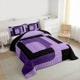 thumbnail image 3 of Homewish Minimalist Geometric Square Full Size Comforter Sets,Modern Abstract Artistic Bedding Comforter Set,Purple Black Bedding Sets For Boys Kids,Microfiber Bedroom Decor Reversible,3 Pieces, 3 of 8