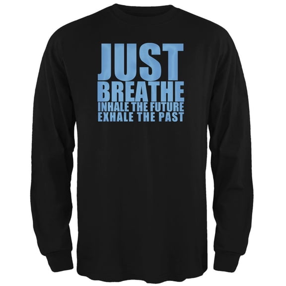 Just Breath Meditation Inspiration Black Adult Long Sleeve T-Shirt - Medium