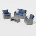 thumbnail image 3 of ECOPATIO Outdoor Patio Furniture Set, Outdoor Sectional Sofa, Outdoor Furniture Set Patio Couch Set Porch Balcony Furniture, 4 Piece Patio Conversation Set for Outside Furniture (Blue), 3 of 7