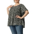 thumbnail image 4 of NOMADIC NOOK Women's Plus Size 2 Pieces Polka Dots Blouses Summer Round Neck Ruffle Sleeve Casual Tiered Peplum Tops 1X Black/White, 4 of 7