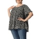 thumbnail image 4 of Agnes Orinda Blusa Casual de Talla Grande para Mujer con Cuello Redondo y Mangas con Volantes 4X Negra, 4 of 7