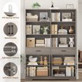 thumbnail image 6 of Homfa 69'' Tall Bookcase with 2 Drawers, 6-Tier 6 Cubes Display Bookshelf for Living Room, 4 Doors Double Row Bookcase with Adjustable Shelves, Gray, 6 of 8